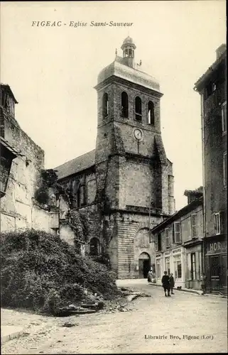 Ak Figeac Lot, Eglise Saint Sauveur