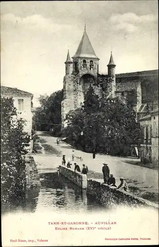 Ak Auvillar Tarn et Garonne, Eglise Romane, bords de la riviere
