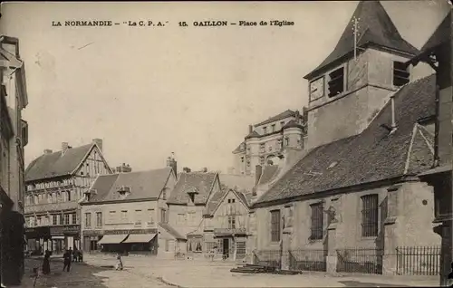 Ak Gaillon Eure, Place de l'Eglise