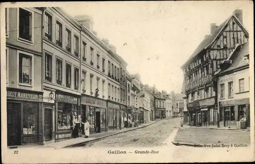 Ak Gaillon Eure, Grande Rue, Imprimerie Jules Sery