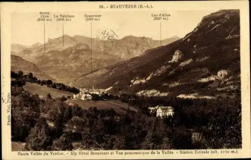 Ak Beauvezer Alpes de Haute Provence, Vue Panoramique