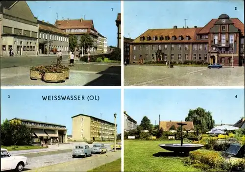 Ak Weißwasser in der Oberlausitz, Muskauer Str., Parkanlage, Rathaus, Wohnkomplex I Humboldstr.