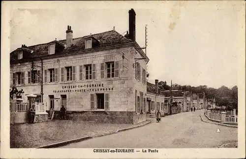 Ak Chissay en Touraine Loir et Cher, La Poste, Postamt, Straßenpartie