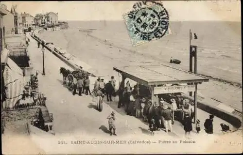 Ak Saint Aubin sur Mer Calvados, Pierre au Poisson, H. Quiquemellee