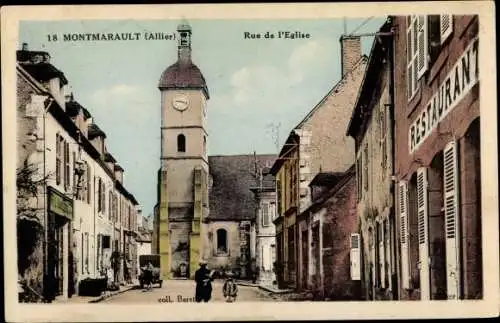 Ak Montmarault Allier, Rue de l'Eglise, Restaurant