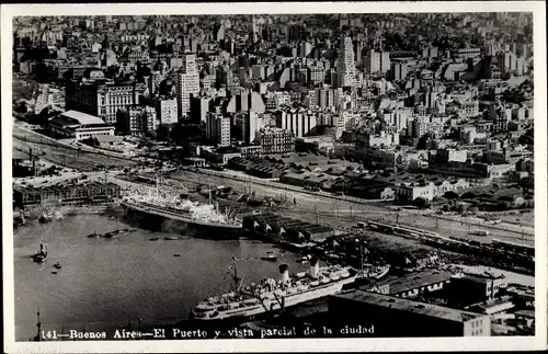 Ak Buenos Aires Argentinien, El Puerto y vista parcial de la ciudad