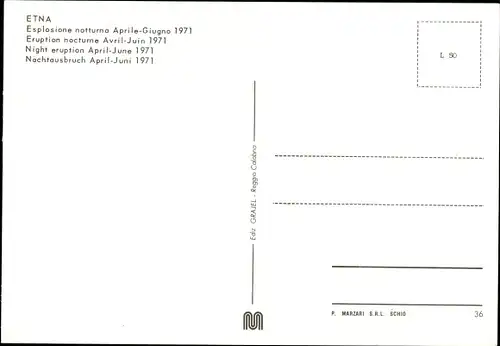 Ak Etna, Nachtausbruch April-Juni 1971