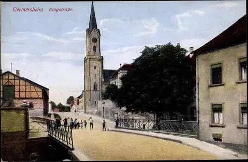 Ak Germersheim in Rheinland Pfalz, Ringstraße, Kirche, Brücke