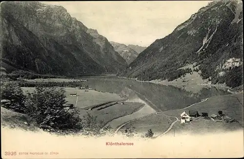Ak Kt. Glarus, Blick auf den Klöntalersee
