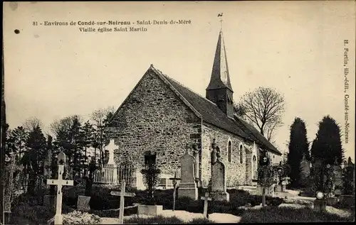 Ak Saint Denis de Méré Calvados, Vieille eglise Saint Martin, tombeaux