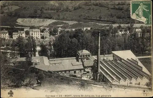 Ak Bort les Orgues Corrèze, Usines St. Jacques, Vue Generale