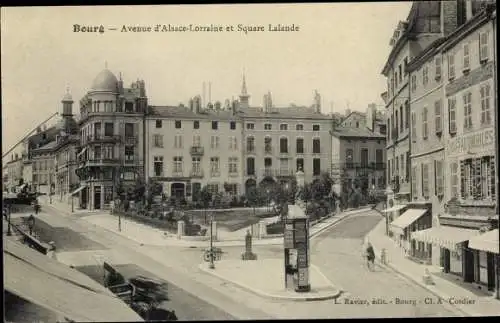 Ak Bourg Ain, Avenue d'Alsace Lorraine et Square Lalande