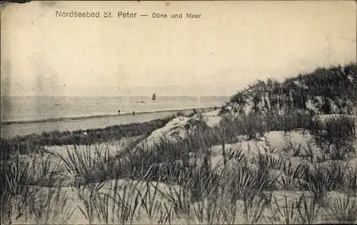 Ak Sankt Peter Ording in Nordfriesland, Düne und Meer