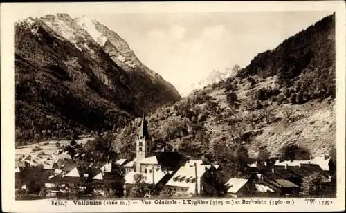 Ak Vallouise Hautes-Alpes, Vue générale, L'Eyglière et Bonvoisin