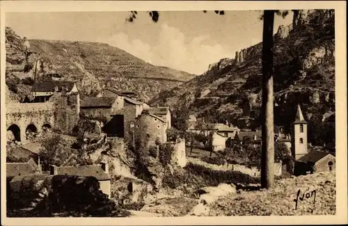 Ak Sainte Enimie Lozère, Vue générale sur la Vieille Ville