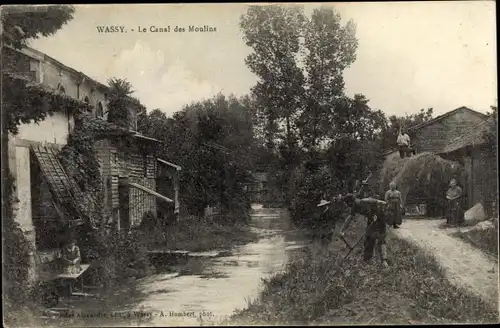 Ak Wassy Haute Marne, Le Canal des Moulins