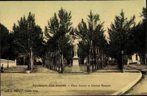 Ak Tournon Ardèche, Place Carnot, General Rampon