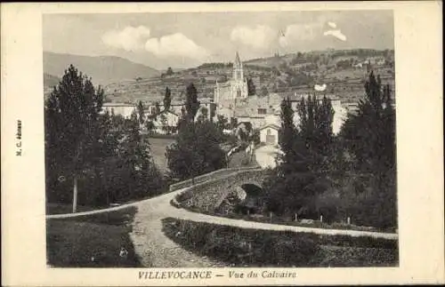 Ak Villevocance Ardèche, Vue du Calvaire