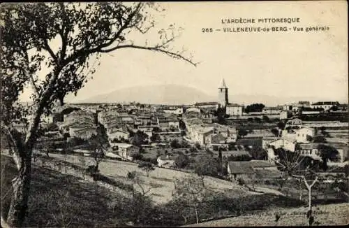 Ak Villeneuve de Berg Ardèche, Vue Generale