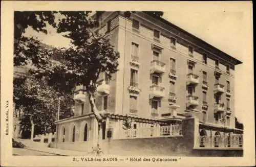 Ak Vals les Bains Ardèche, Hotel des Quinconces