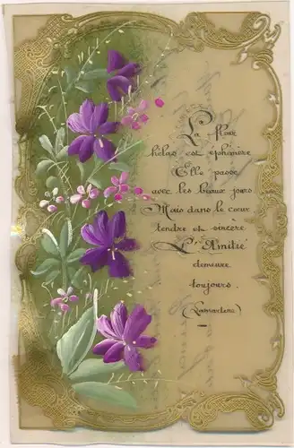 Zelluloid Ak Gedicht, Blumen