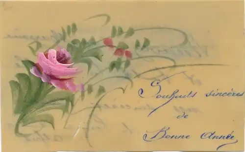 Zelluloid Ak Glückwunsch Neujahr, Rose