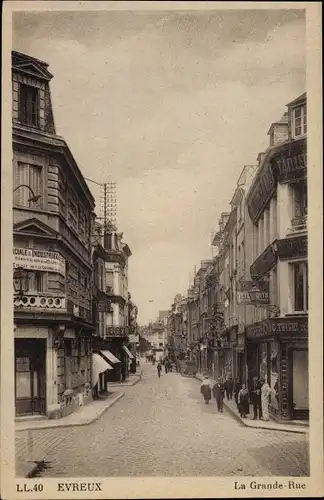 Ak Évreux Eure, La Grande Rue