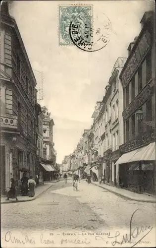 Ak Évreux Eure, La Rue Grande