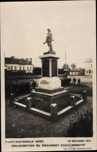 Ak Fleury sur Andelle Eure, 30 Octobre 1921, Inauguration du Monument Commemoratif