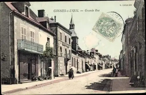 Ak Cosnes sur l'Oeil Allier, Grande Rue, Hotel, eglise