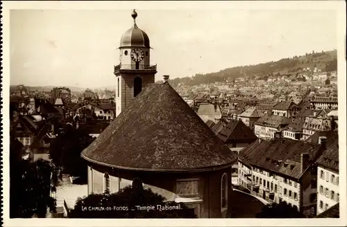 Ak La Chaux de Fonds Kt. Neuenburg Schweiz, Temple National, Ort, Kirche