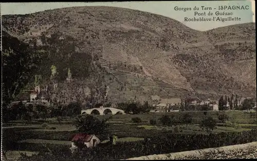 Ak Ispagnac Lozère, Gorges du Tarn, Pont de Guezac, Rocheblave l'Aiguillette
