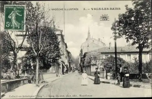 Ak Vals les Bains Ardèche, Vue sur la Rue