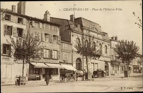 Ak Chauffailles Saône et Loire, Place de l'Hotel de Ville