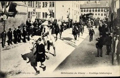 Ak Cluny Saône et Loire, Millenaire de Ville, Cortege historique