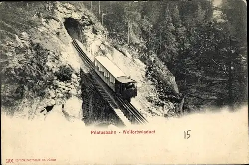 Ak Pilatusbahn, Wolfortsviadukt, Aufstieg, Tunnel