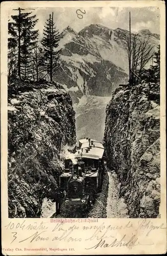 Ak Brünigbahn, Einschnitt, Alpenpanorama