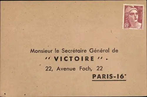 Ak Paris Passy, Secrétaire Général de Victorire, 22 Avenue Foch