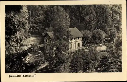 Ak Bad Schandau an der Elbe, Blick auf die Gaststätte Waldhäusl im Kirnitzschtal