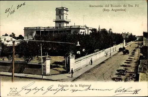 Ak Rosario Argentinien, Palacio de la Higiene, Straßenansicht