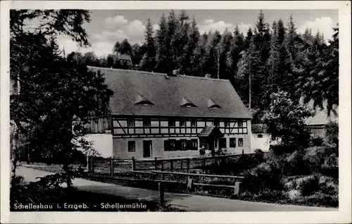 Ak Schellerhau Altenberg im Erzgebirge, Blick zur Schellermühle