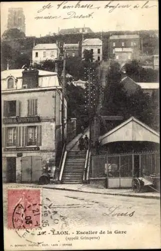 Ak Laon Aisne, Escalier de la Gare, appele Grimpette