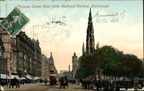 Ak Edinburgh Schottland, Princes Street from National Gallery