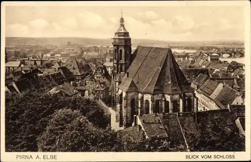 Ak Pirna in Sachsen, Blick vom Schloss