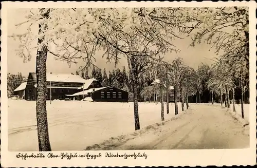 Ak Holzau Rechenberg Bienenmühle Erzgebirge, Fischerbaude, Winter