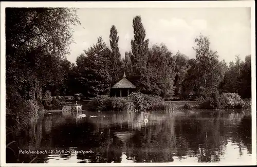 Ak Reichenbach im Vogtland, Idyll im Stadtpark