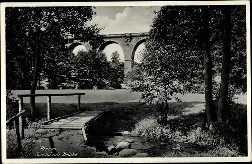 Ak Plauen im Vogtland, Syratal mit Brücke