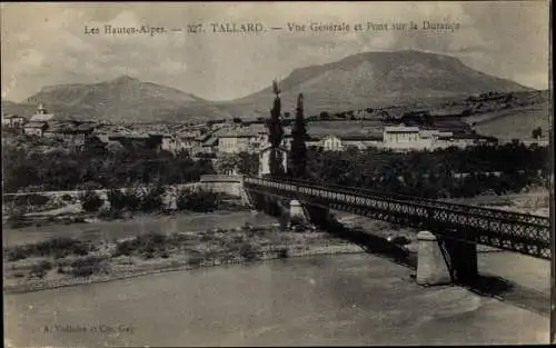 Ak Tallard Hautes-Alpes, Vue générale et Pont sur la Durance
