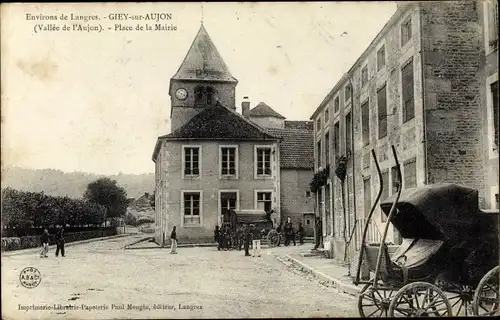 Ak Giey sur Aujon Haute Marne, Place de la Mairie