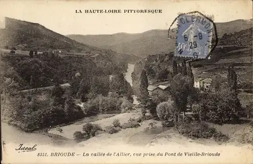Ak Brioude Haute Loire, La Vallée de l'Allier, vue prise du Pont de Vieille Brioude